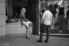 Queen Street Auckland city, black and white photo by Mike Wheelton
